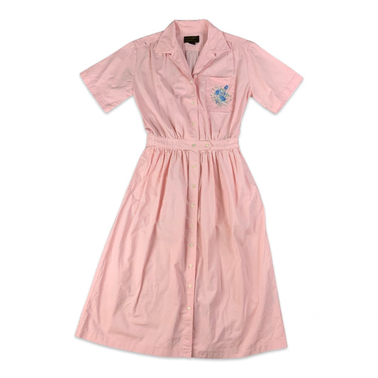 Vintage 70s 80s Baby Pink Shift Dress 8 10