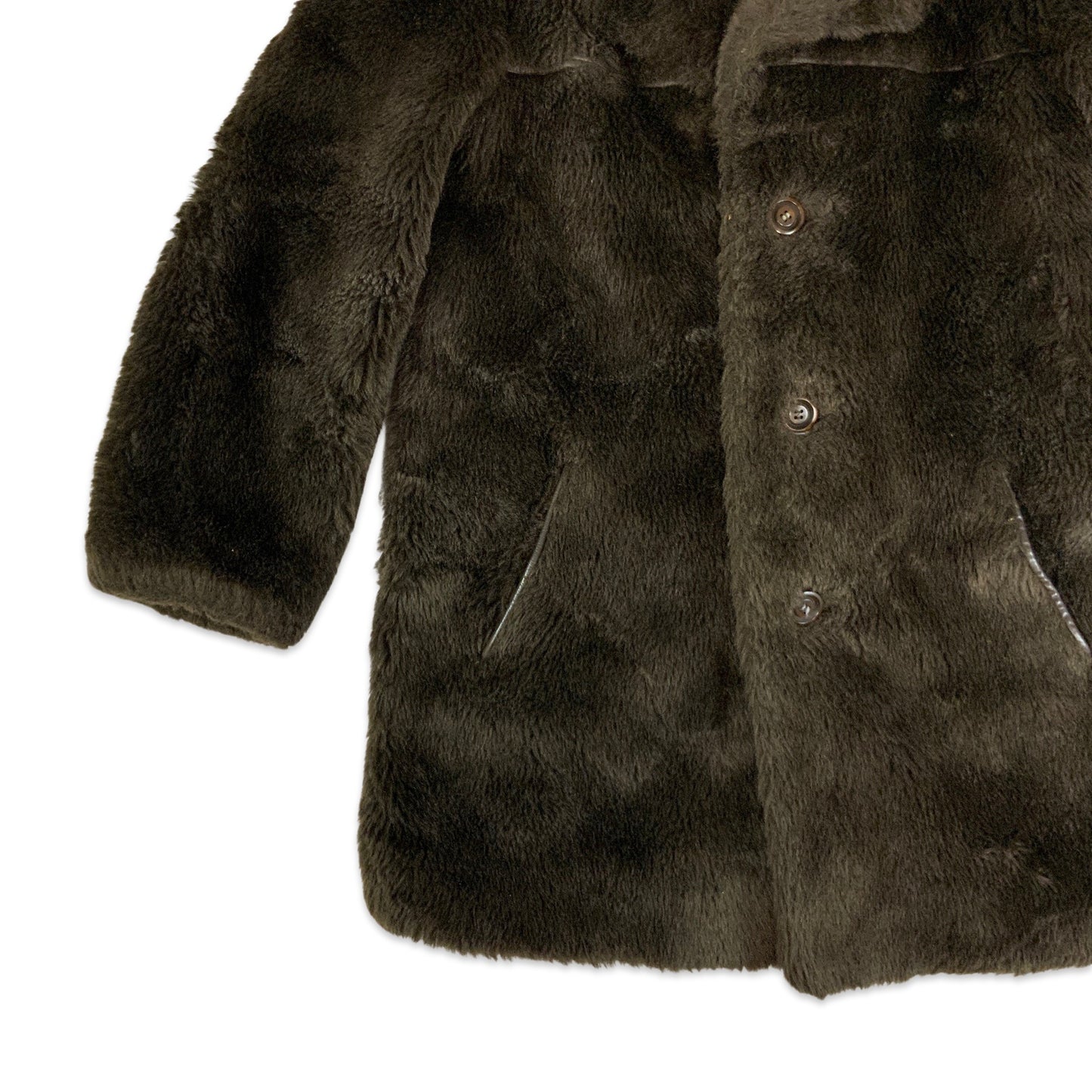 Vintage 80s Faux Fur Teddy Bear Coat Brown 12 14