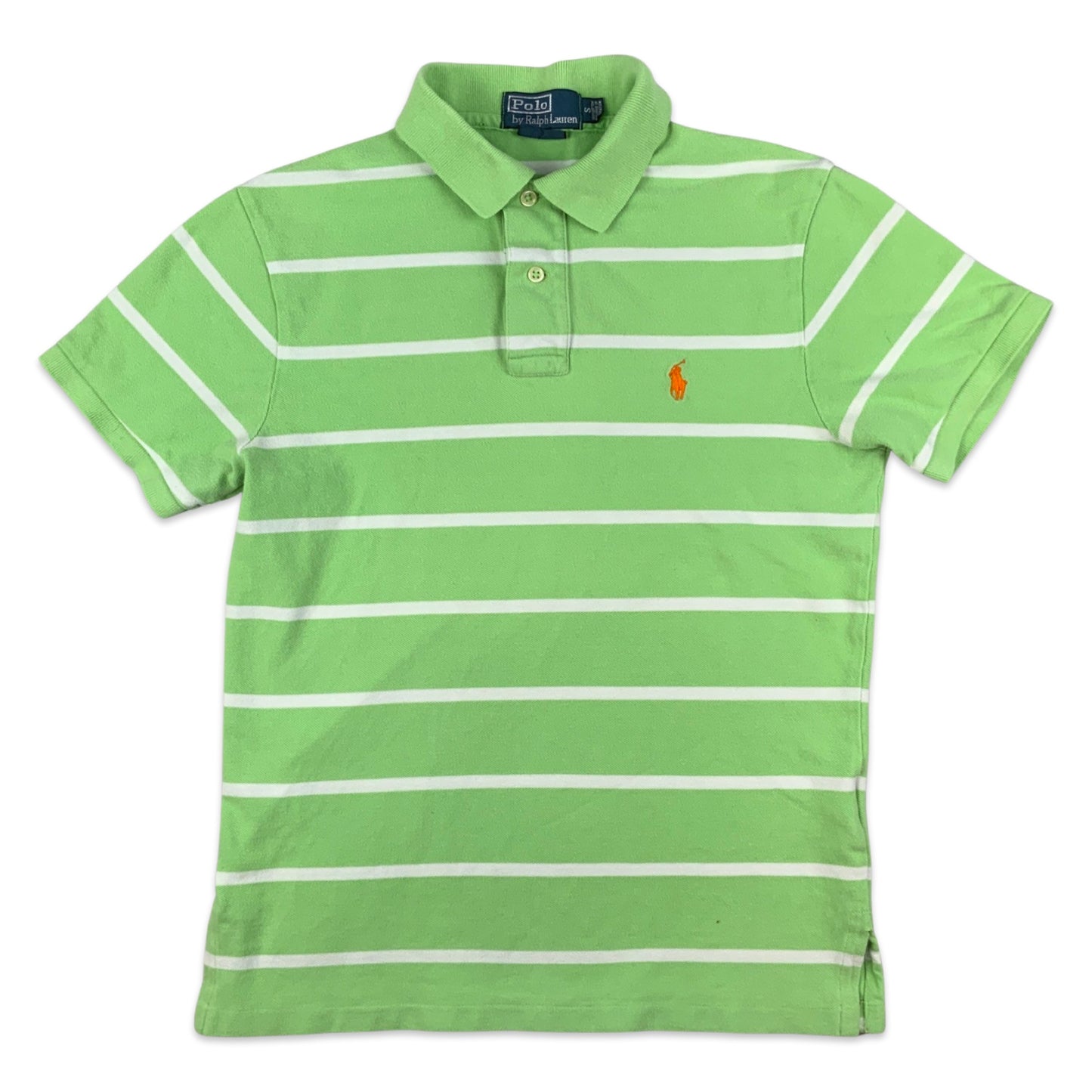 Vintage Ralph Lauren Green & White Stripe Polo Shirt XS