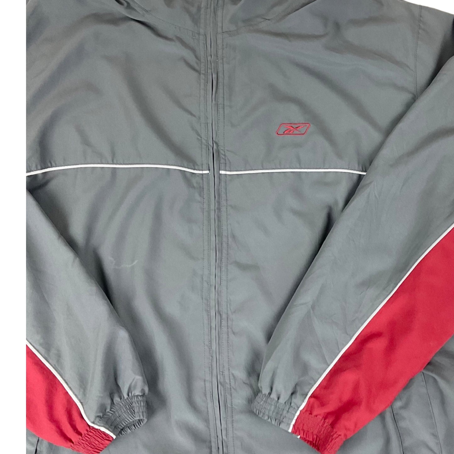 Vintage Reebok Grey and Red Lightweight Track Windbreaker Size 3XL