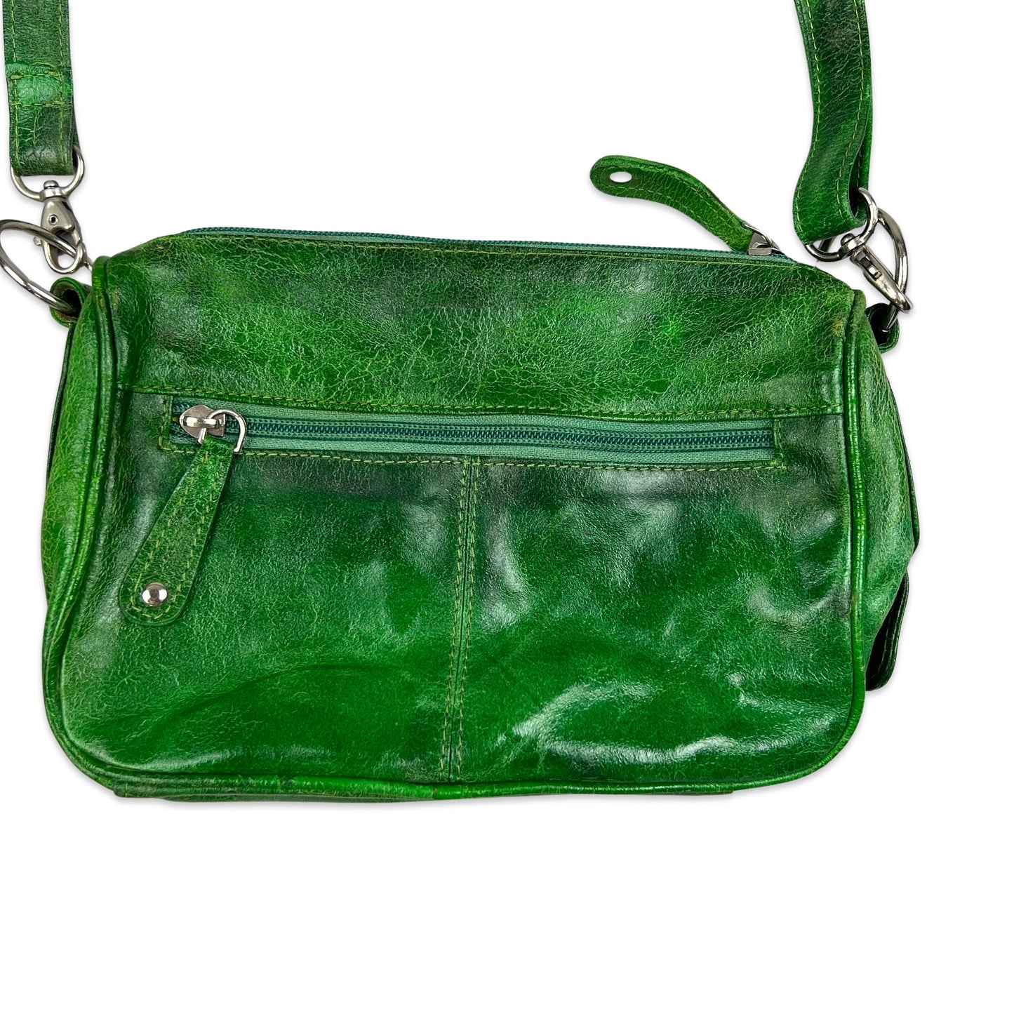 Vintage 90s Y2K  Green Crossbody Leather Handbag