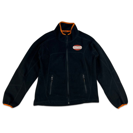 Vintage Harley Davidson Zip Through Fleece Black Orange 10 12 14
