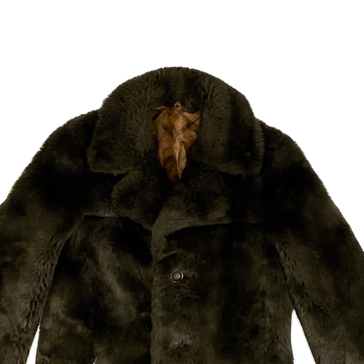 Vintage 80s Faux Fur Teddy Bear Coat Brown 12 14