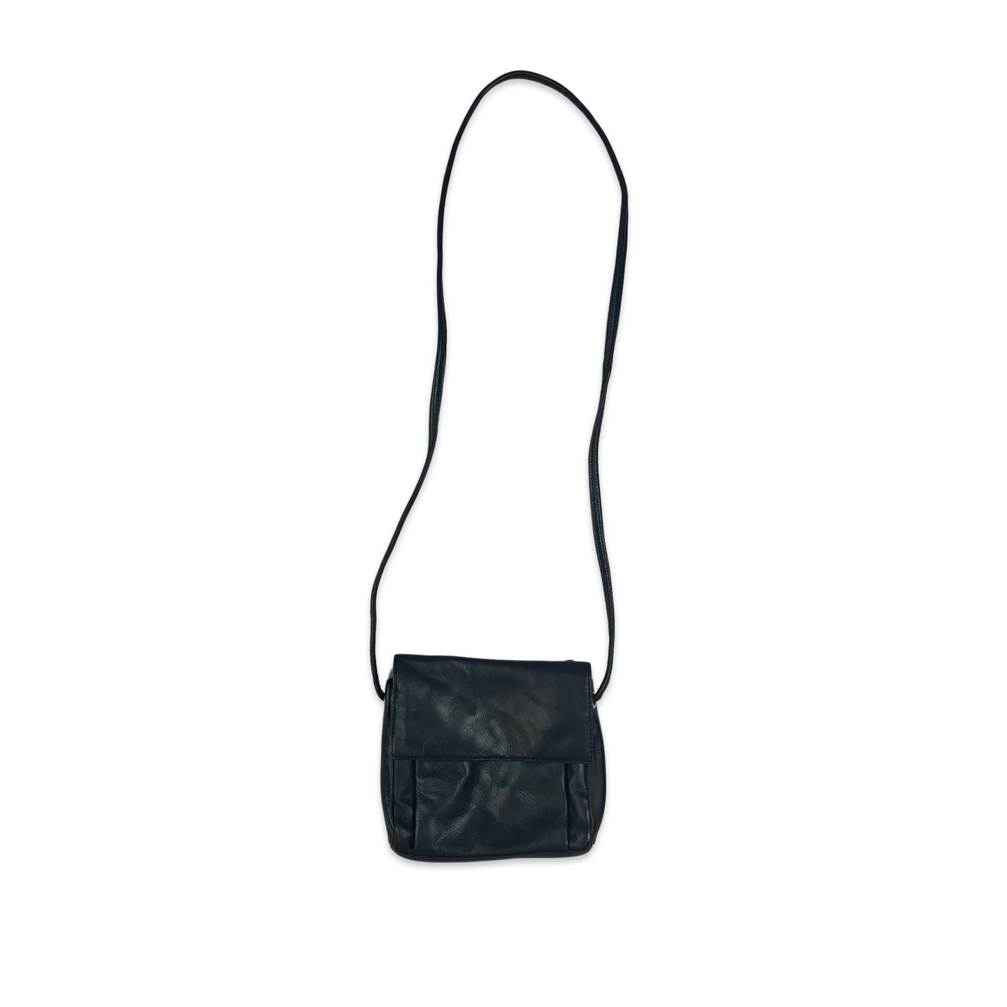 90s Vintage Small Crossbody Leather Handbag Black