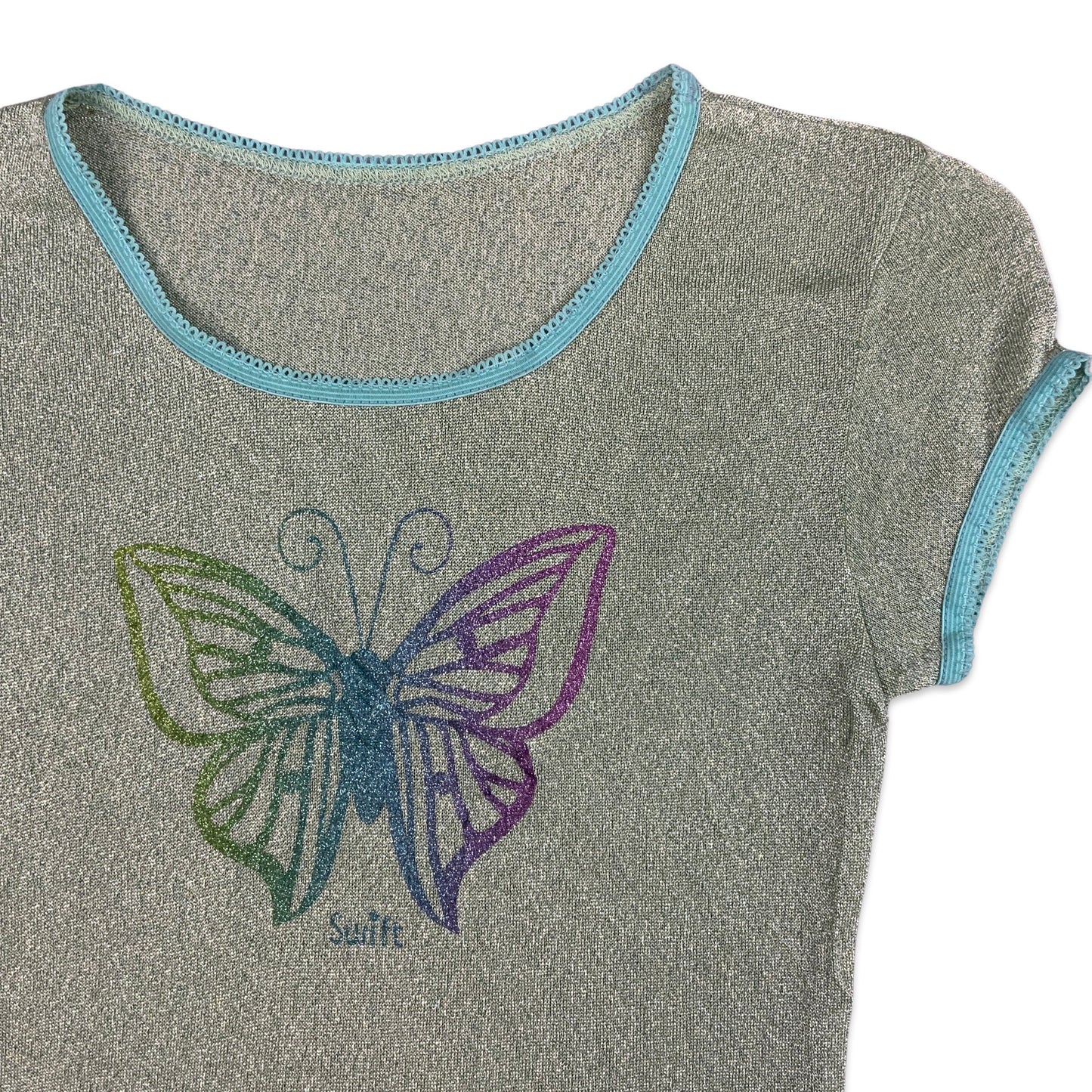 Vintage Lurex Teal Butterfly Top 4