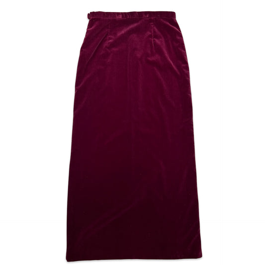 Vintage Burgundy Maxi Velour Skirt 12