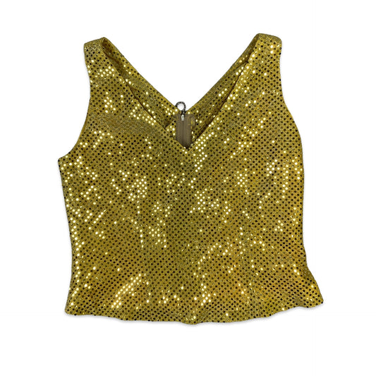 Vintage Lurex Sequin Vest Gold 8 10