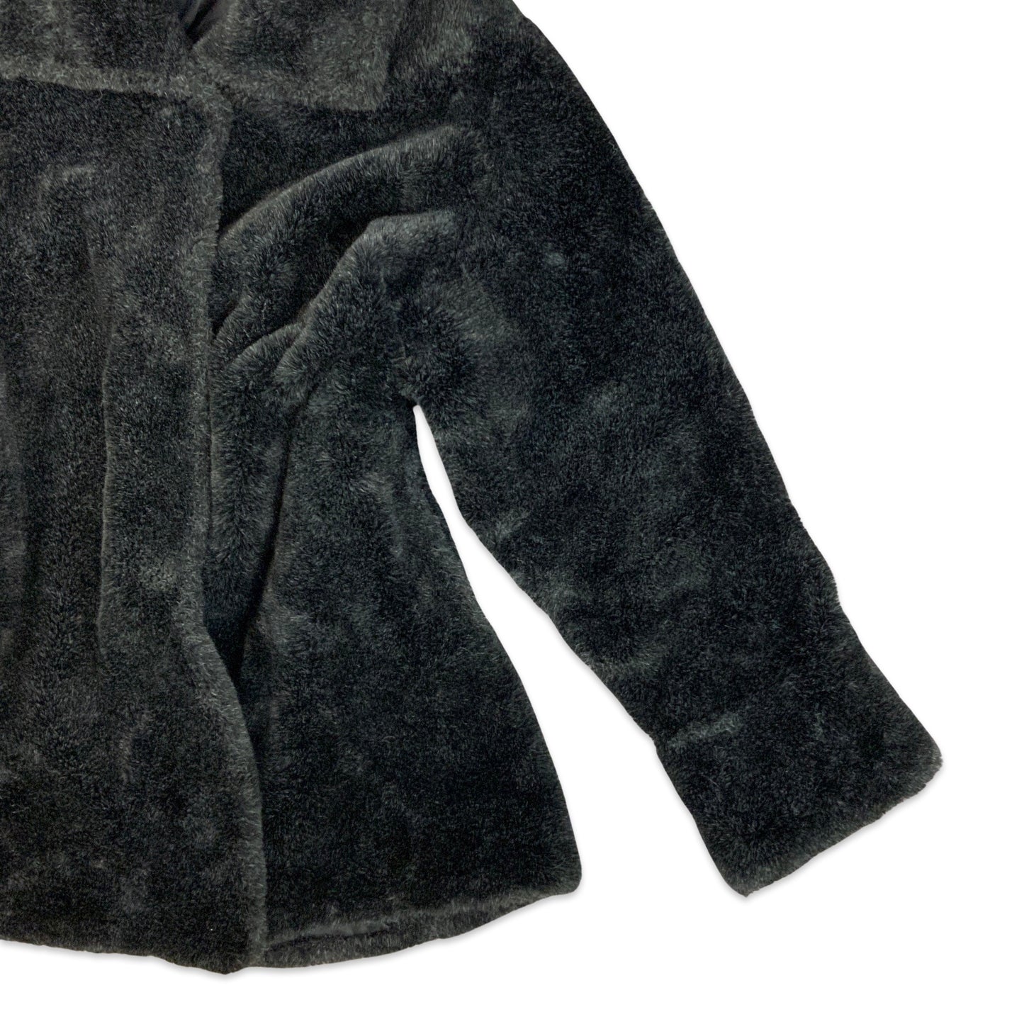 Vintage 90s Y2K Black Faux Fur Teddy Bear Coat 14 16 18
