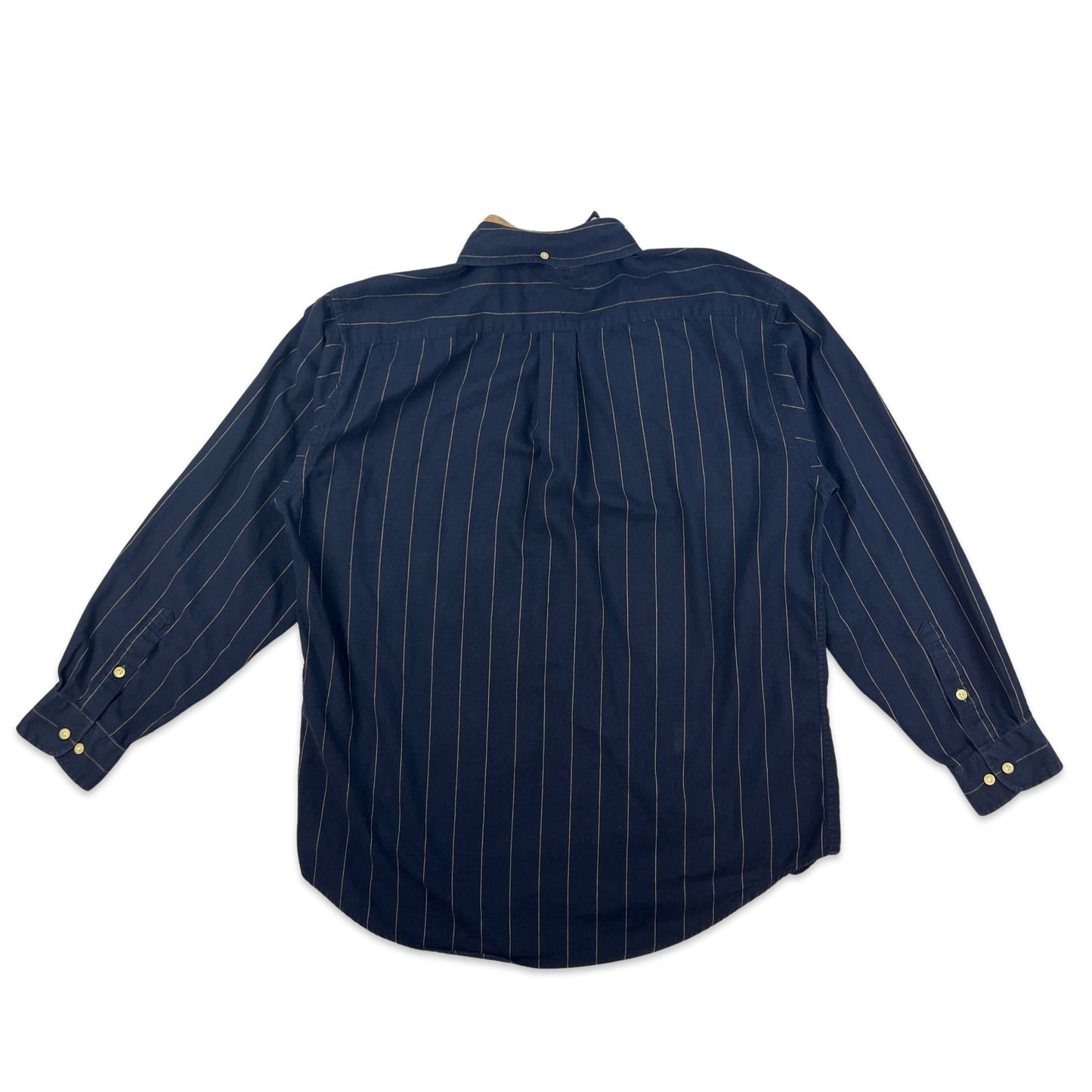 90s 00s Vintage Tommy Hilfiger Stripe Shirt Navy Beige L XL