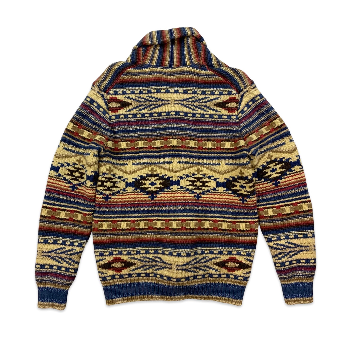 Aztec Knit Red Blue Brown Cardigan S M
