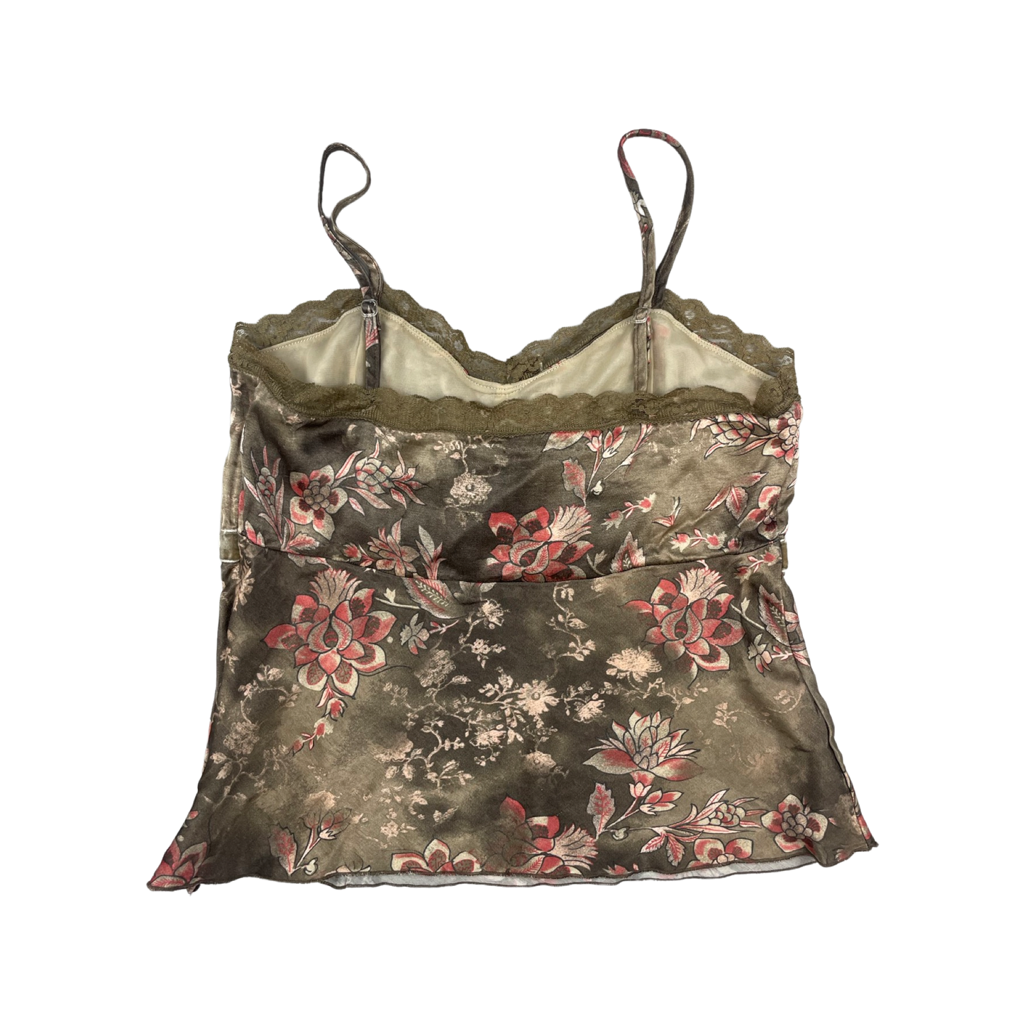 Vintage Floral Print Satin Spaghetti Top 10