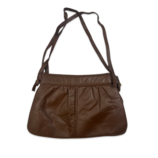 Vintage Brown Leather Shoulder Handbag