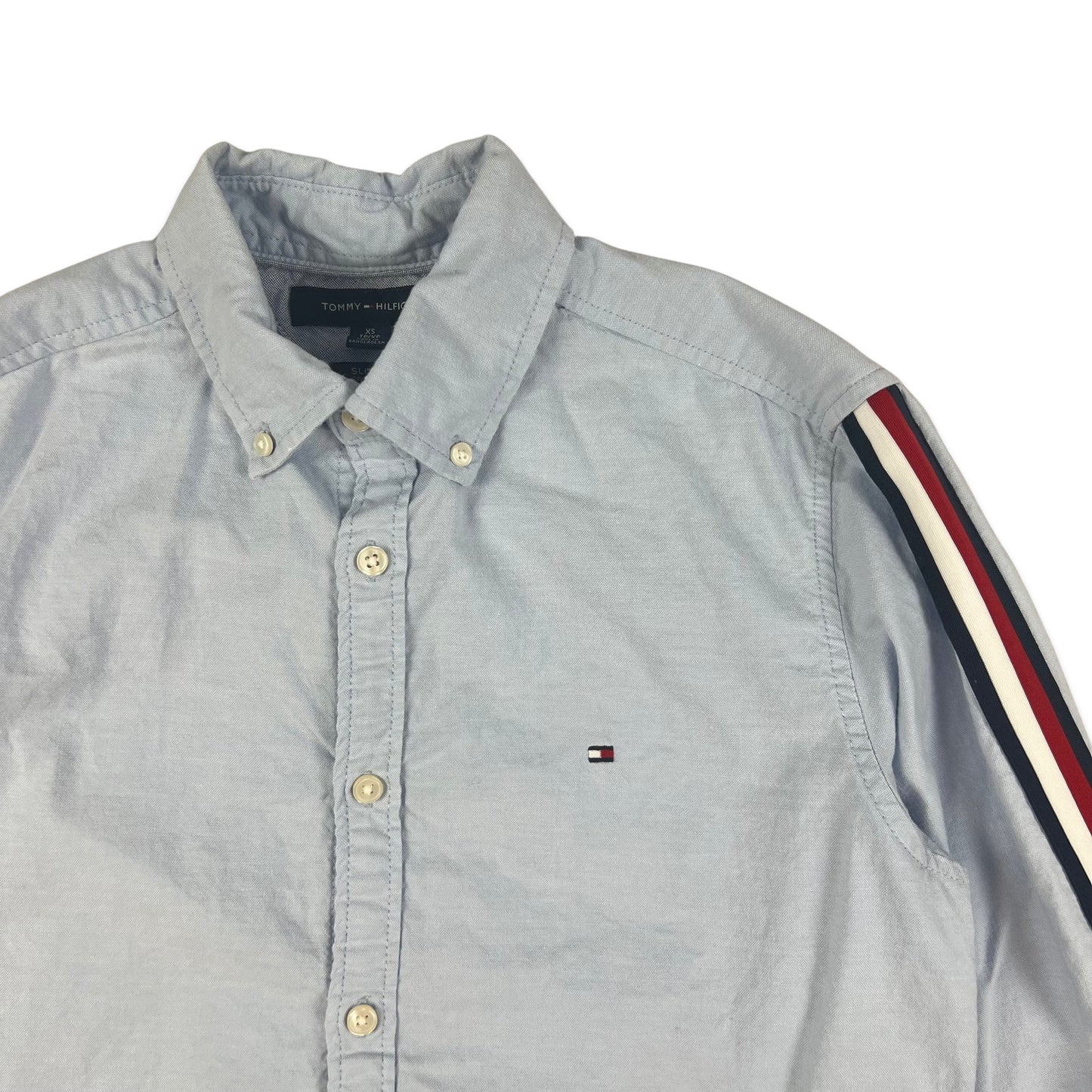 00s Vintage White Tommy Hilfiger Shirt Blue Red White XS S
