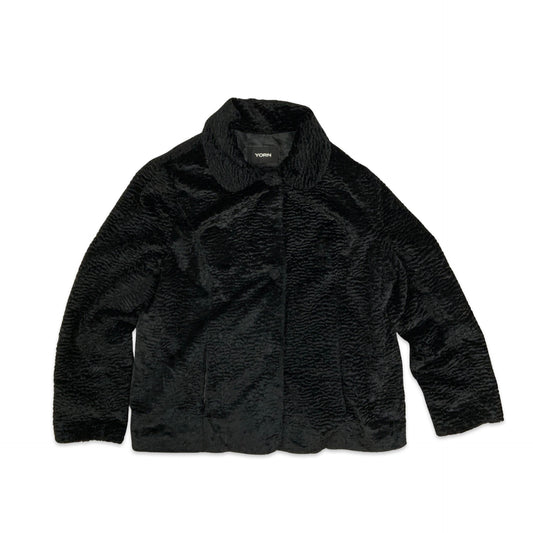 Vintage Y2K Faux Fur Short Coat Black 12 14