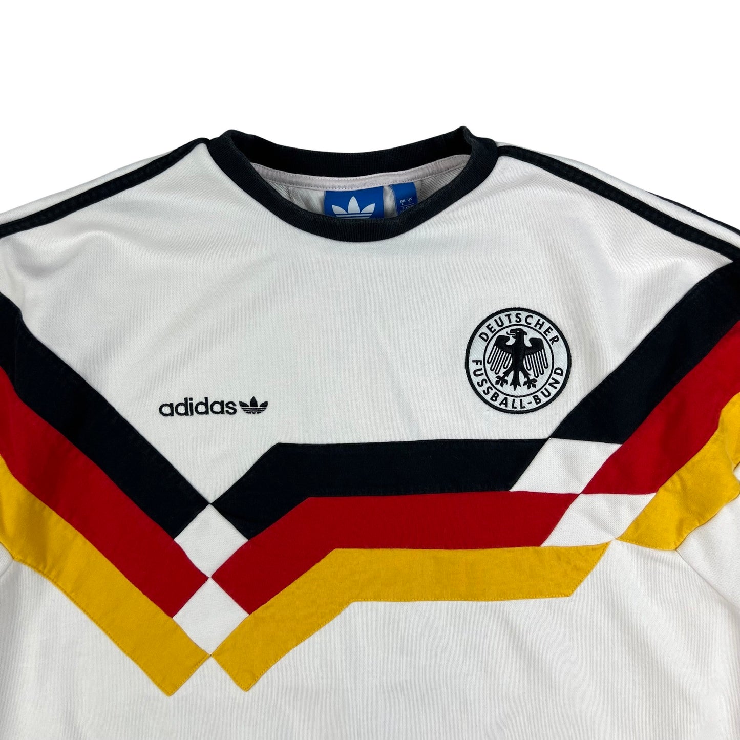 00s Vintage White Adidas German Football Sweatshirt Black Red Yellow Graphic M L XL