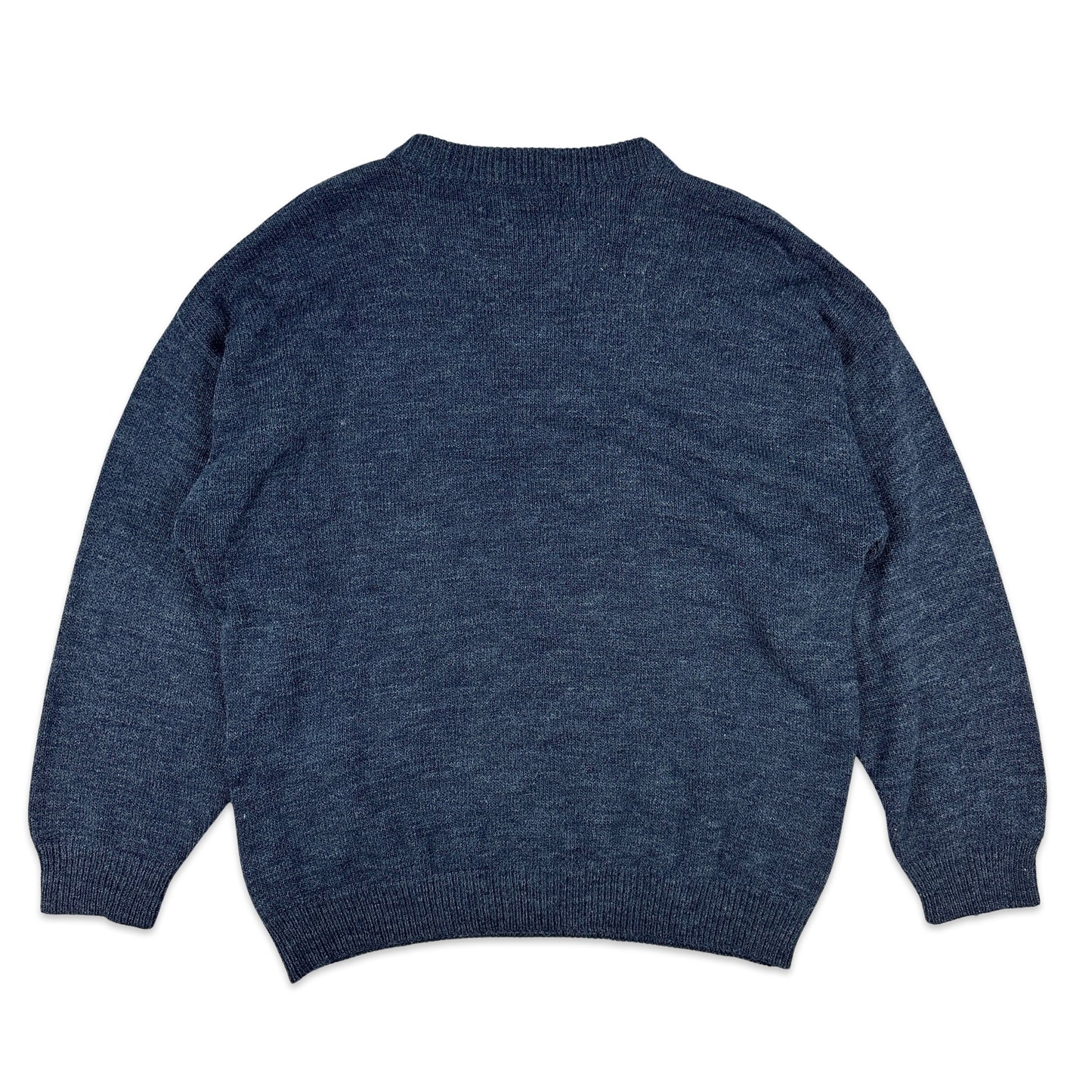 Vintage 90s Blue Patterned Knit Jumper XL