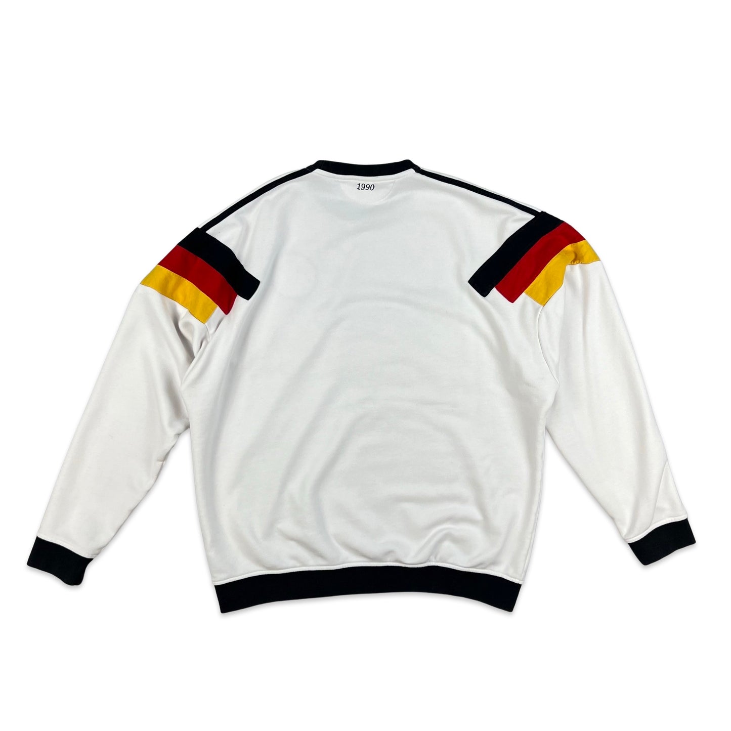 00s Vintage White Adidas German Football Sweatshirt Black Red Yellow Graphic M L XL