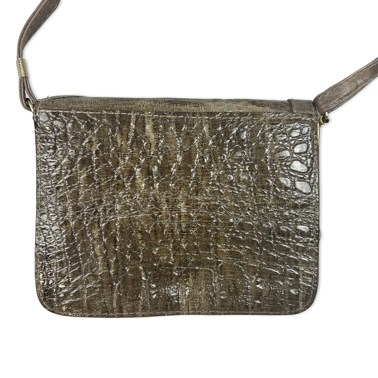Vintage Green Croc Crocodile Small Crossbody Handbag