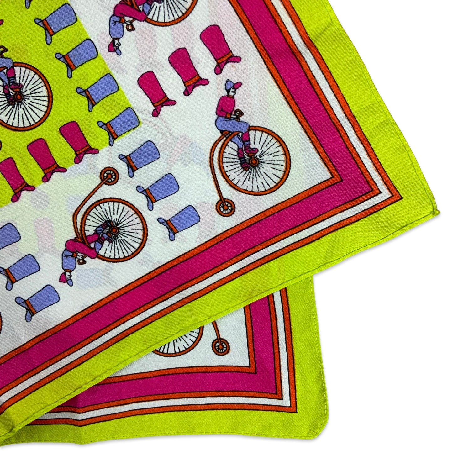 60s 70s Neon Pink Green Purple Vintage Penny Farthing Scarf