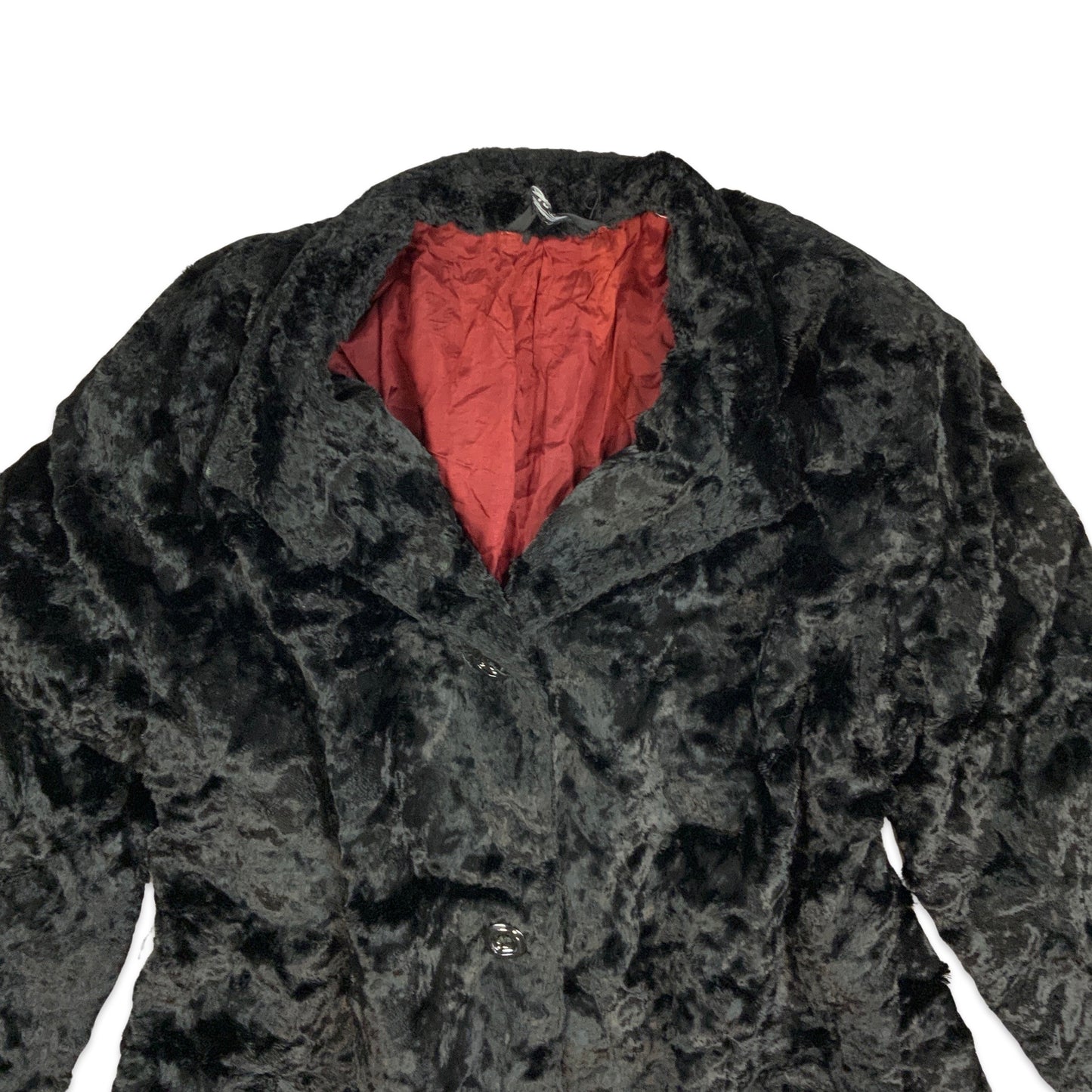 Vintage 90s Y2K Black Faux Fur Teddy Bear Coat 12 14