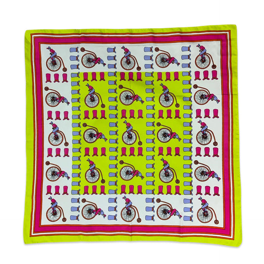 60s 70s Neon Pink Green Purple Vintage Penny Farthing Scarf