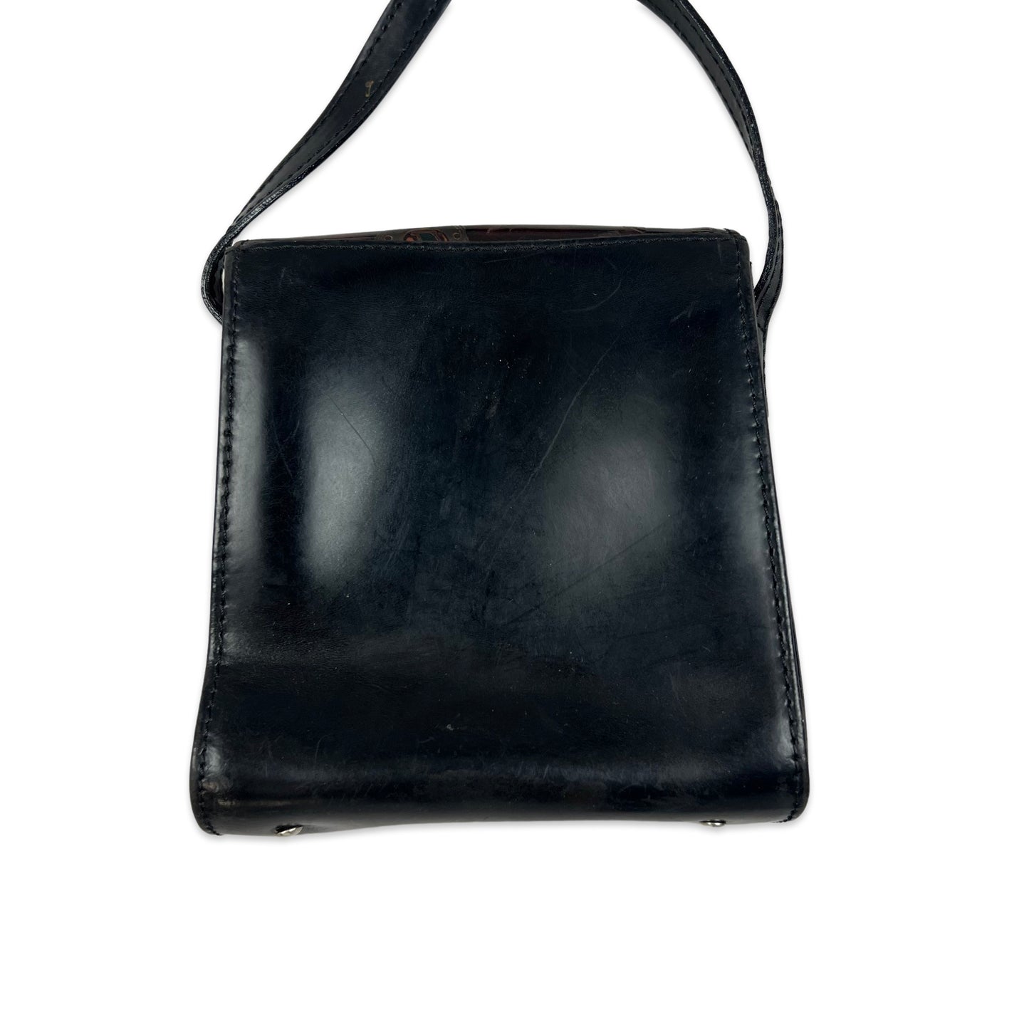 Vintage  Black Brown Crossbody Structured Handbag