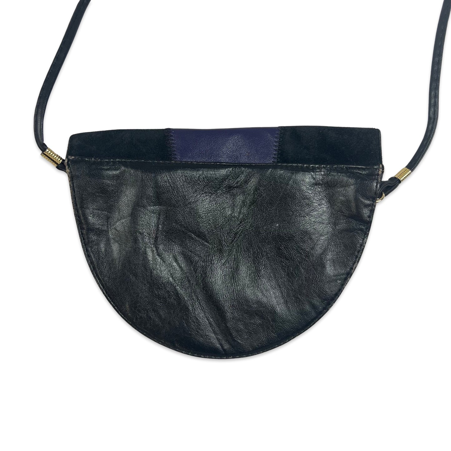 90s Vintage Patchwork Crossbody Handbag Black Purple