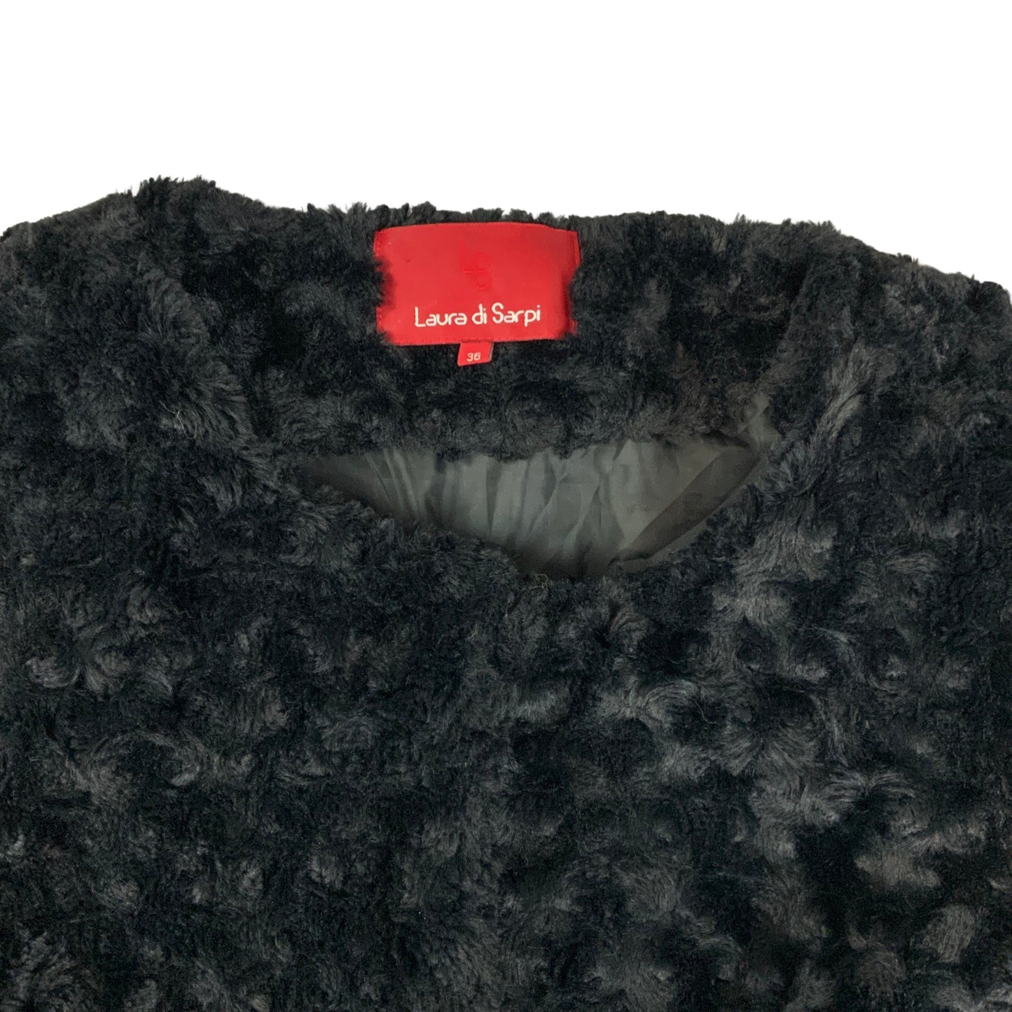 Vintage Y2K Black Cropped Faux Fur Jacket 6 8 10