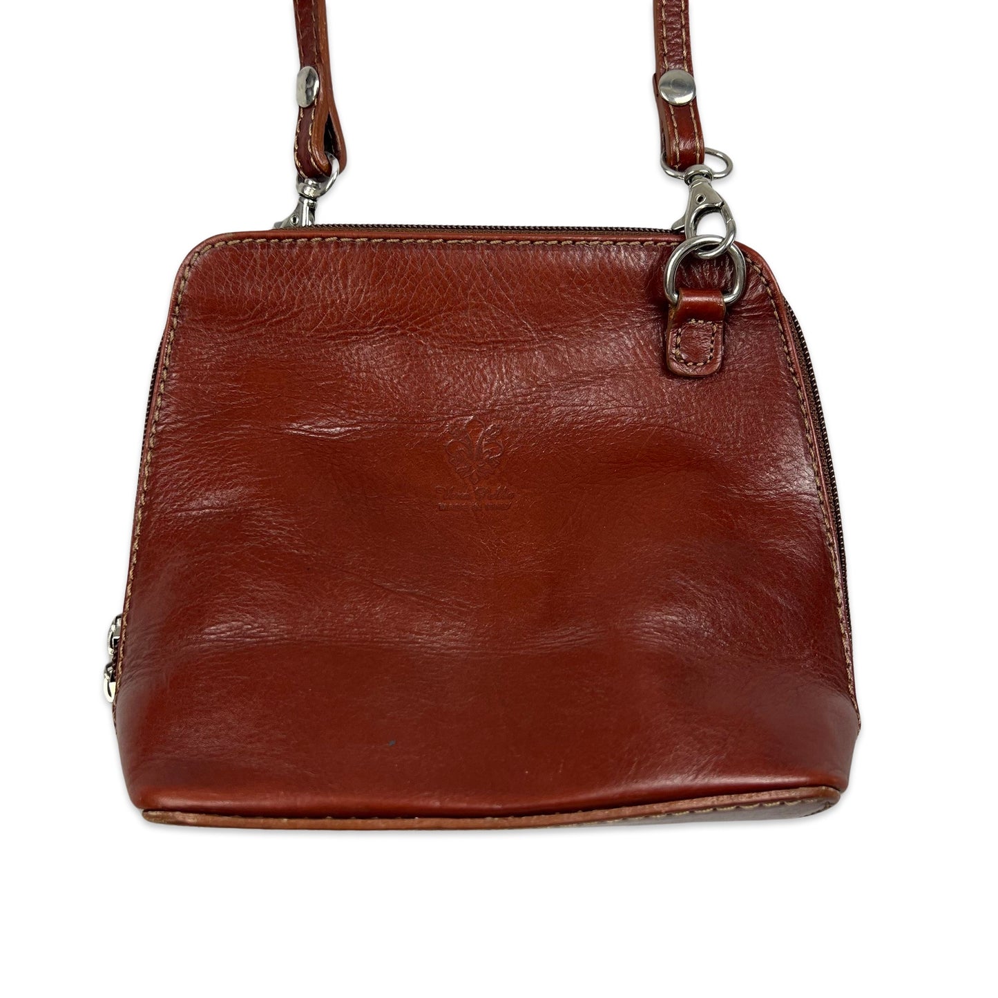 Vintage Brown Red 90s Crossbody Leather Handbag