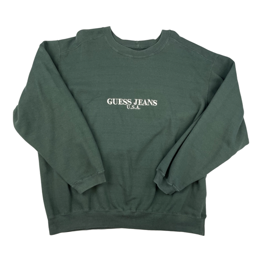 Vintage Guess Jeans Green Spell-out Sweatshirt XXL