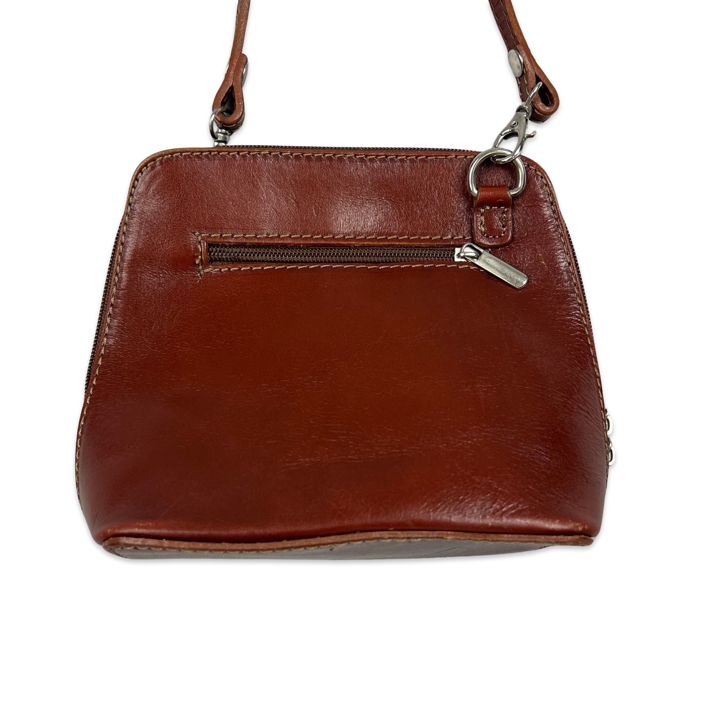 Vintage Brown Red 90s Crossbody Leather Handbag