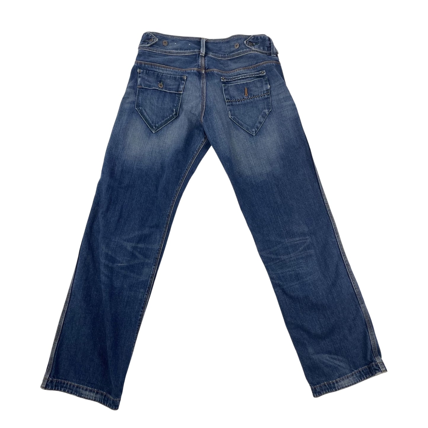 Vintage Y2K Industrial Straight Leg Adjustable Waist Denim Jeans 10