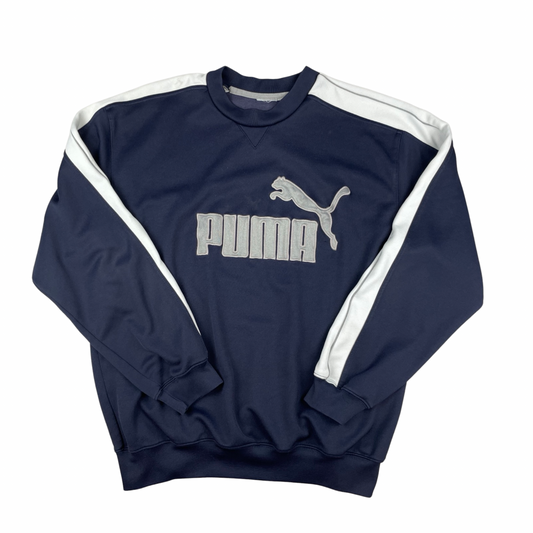 Vintage Puma Navy Spell-out Sweatshirt XXL