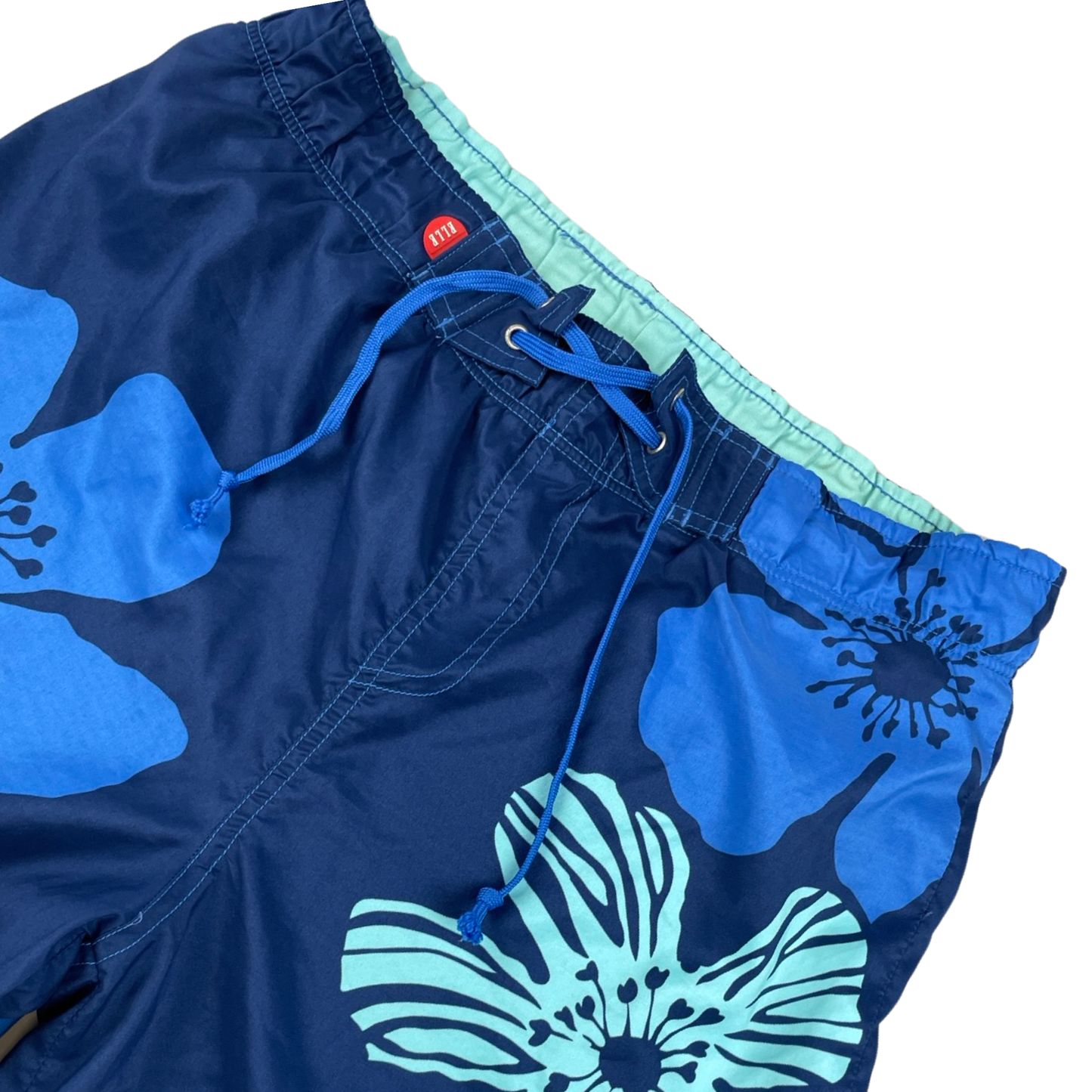 Vintage Hawaiian Surf Style Blue Floral Swimming Trunks L