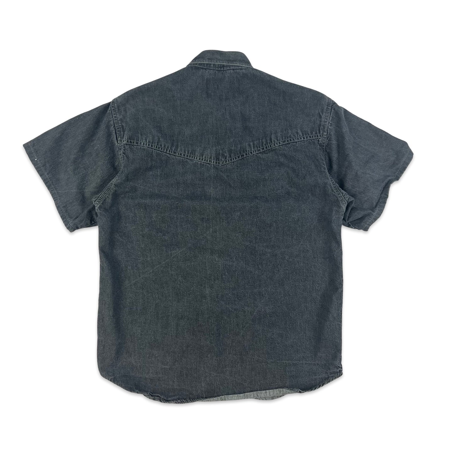 00s Vintage Grey Wrangler Western Denim Shirt S M
