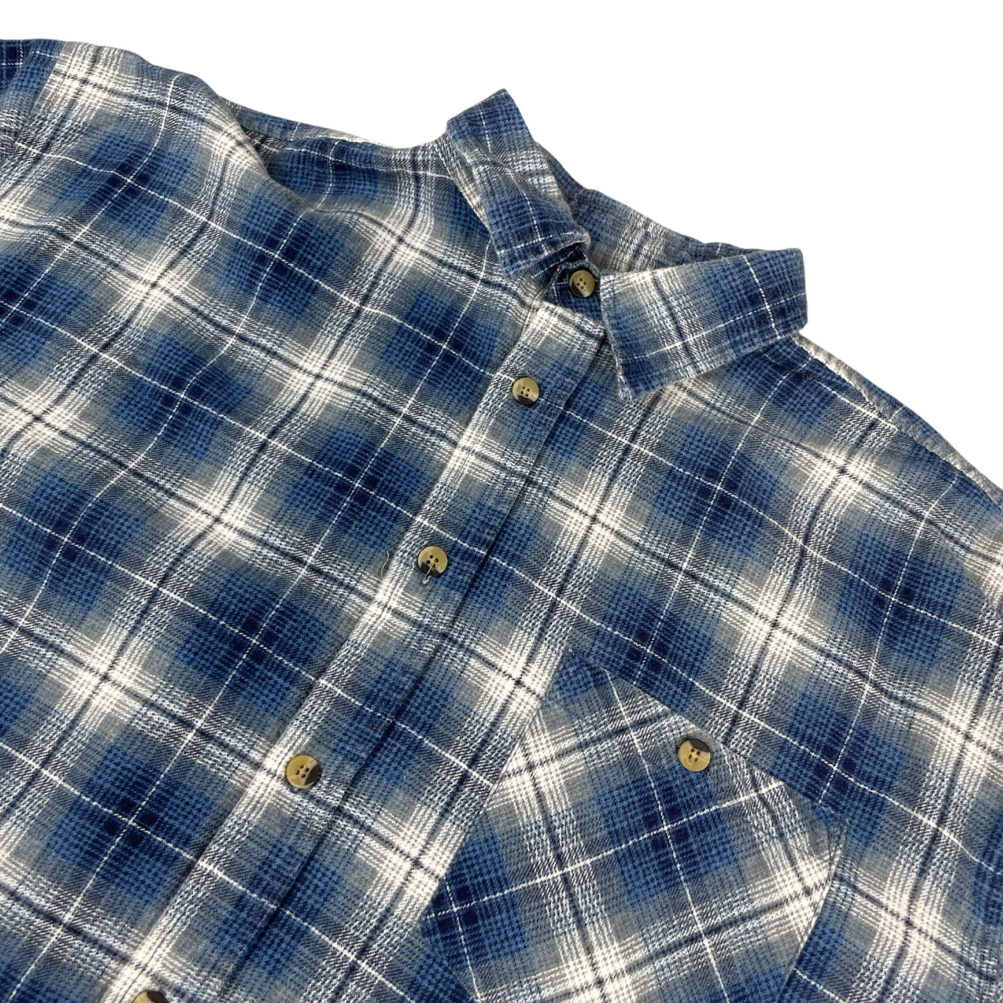 Vintage Blue and White Plaid Flannel Shirt Size 3XL