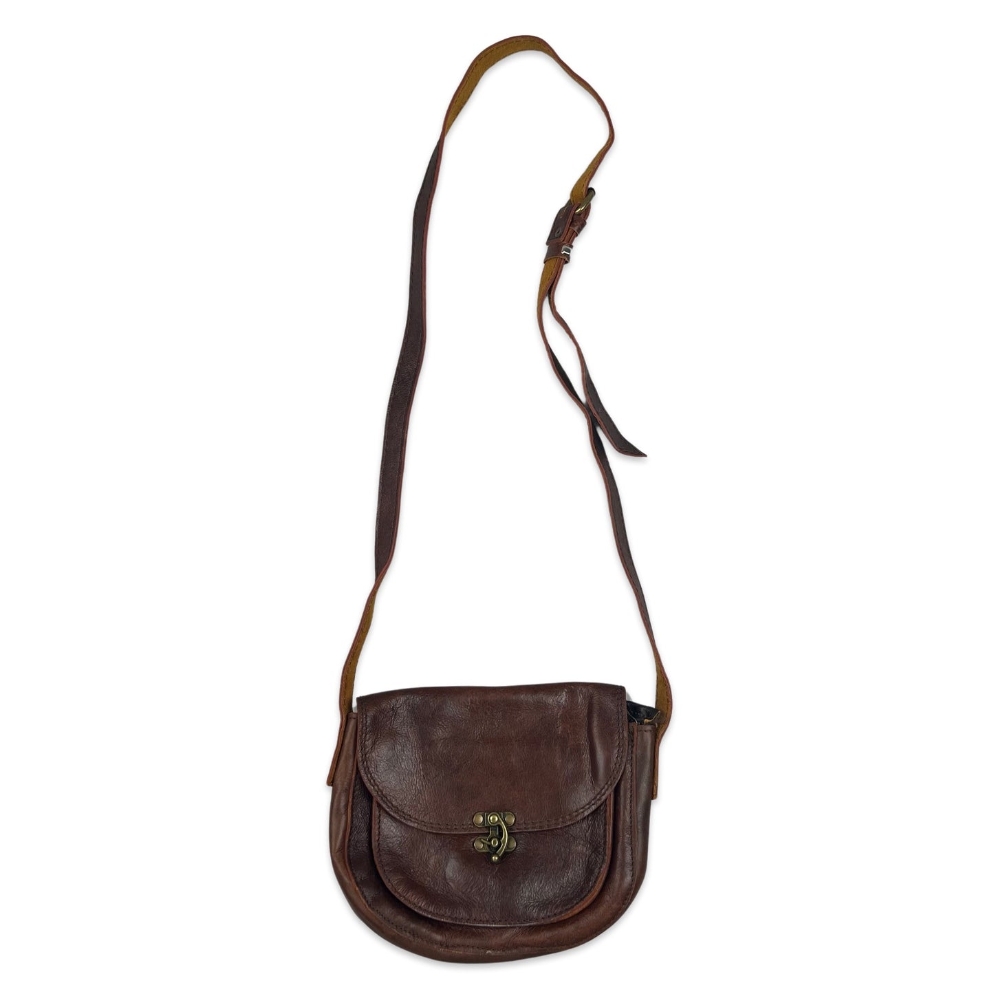 Vintage Brown Leather Saddle Handbag