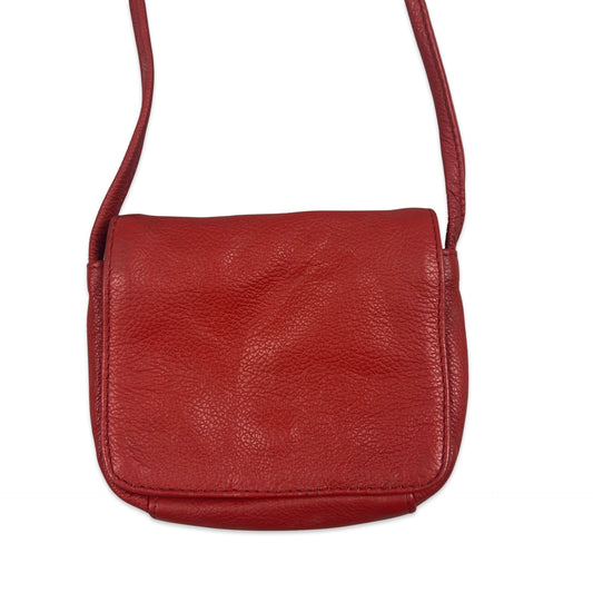 Vintage 80s Red Micro Crossbody Leather Handbag