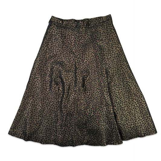80s Vintage Gold Sparkle Patterned Skirt 14