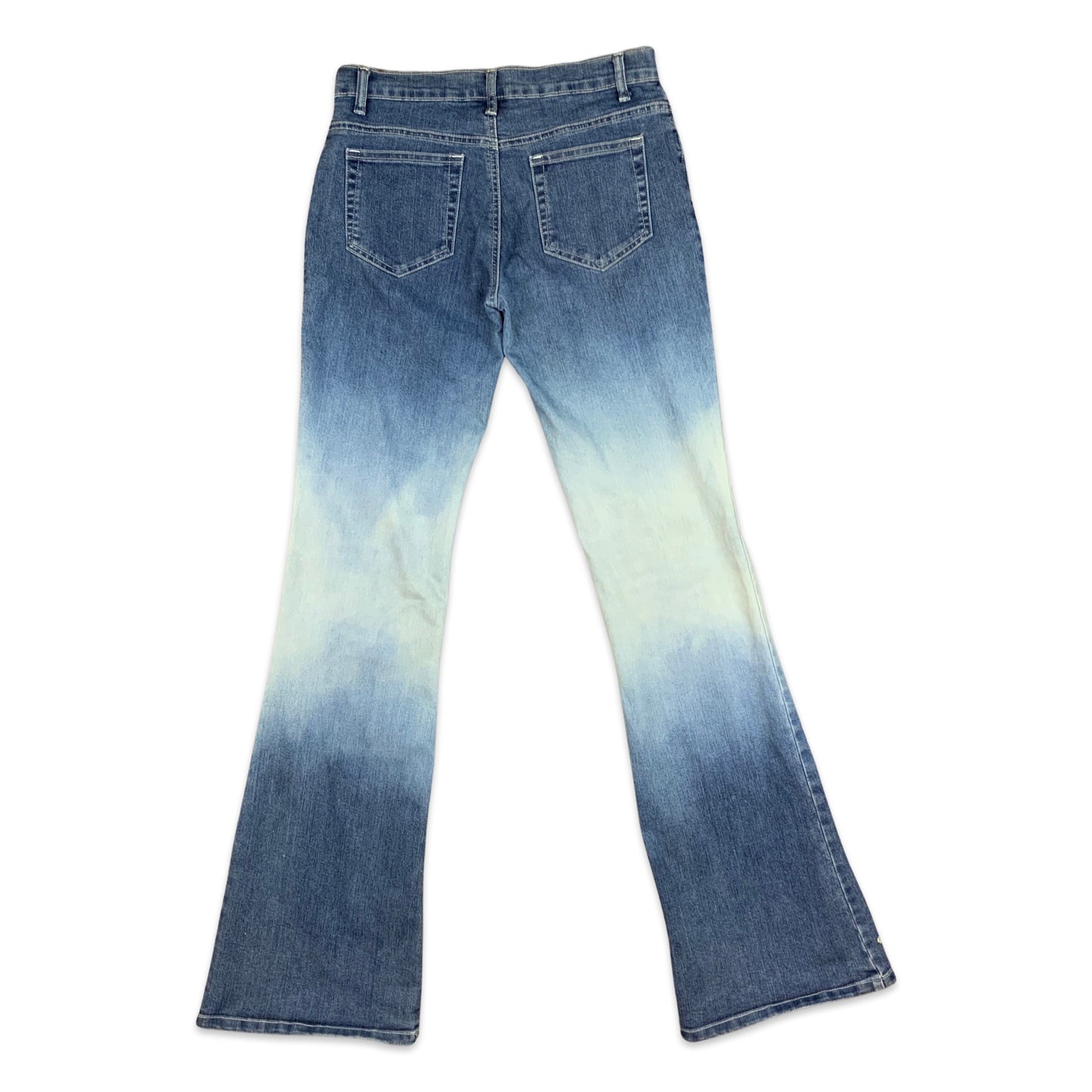 Vintage Y2K Light Denim Embroidered Low Rise Flared Jeans 10 12