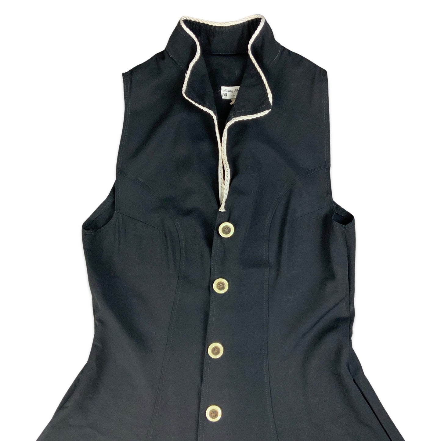 Vintage 90s Black Button Up Maxi Dress 8 10