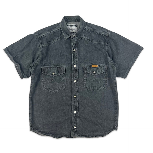 00s Vintage Grey Wrangler Western Denim Shirt S M