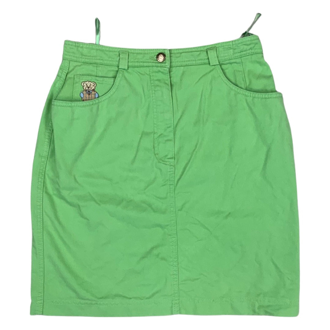 Vintage Embroidered Denim Mini Skirt Green 10