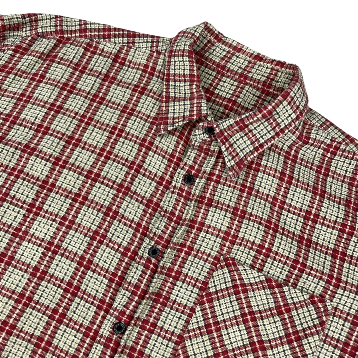 Vintage Red and Beige Plaid Flannel Shirt 3XL