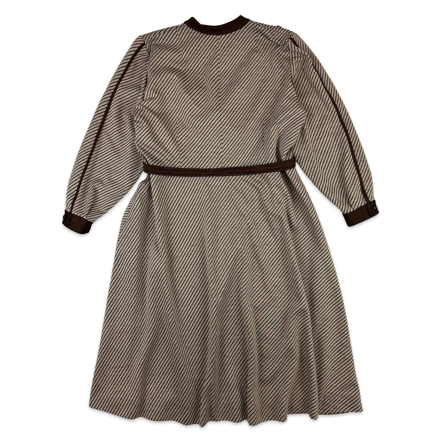 80s Vintage Brown Stripe Dress 18