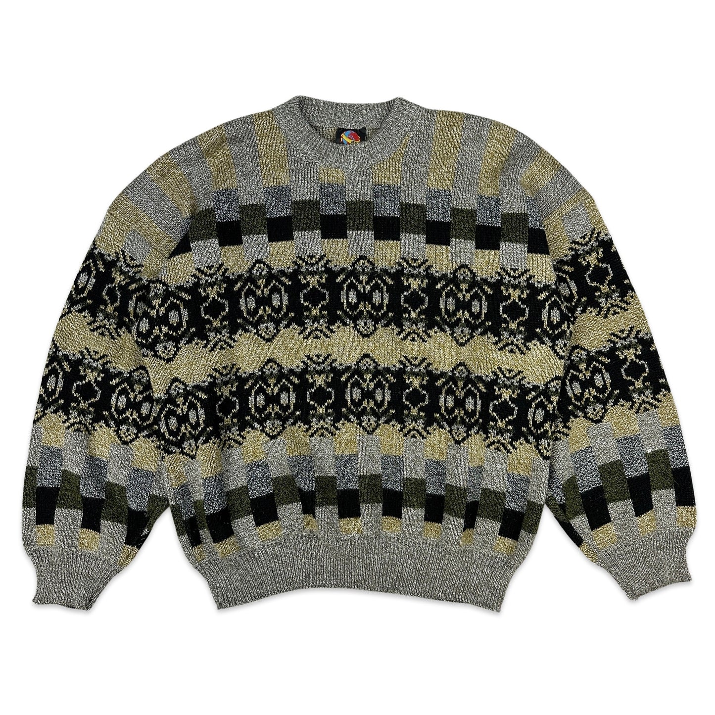 Vintage 80s Patterned Knit Jumper XL