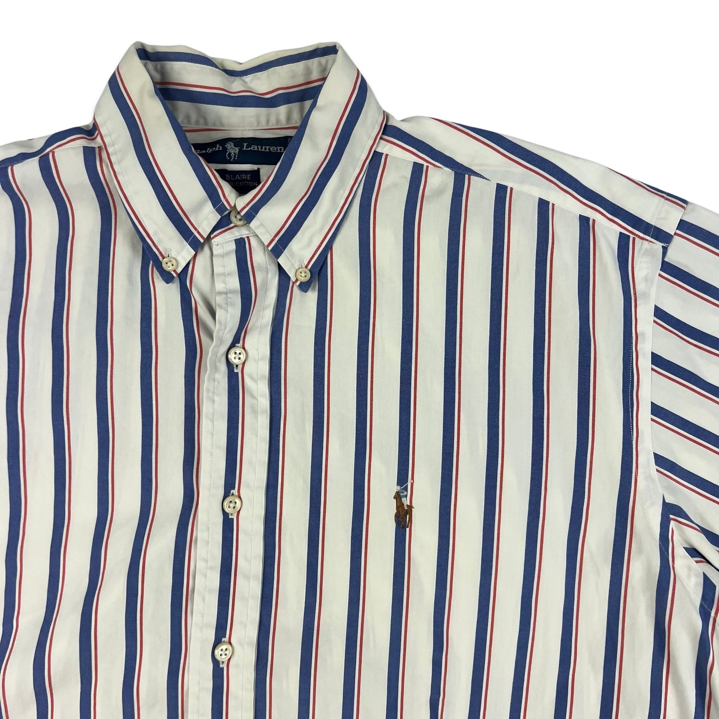 00s Vintage Ralph Lauren Stripe Shirt White Blue Red M L XL