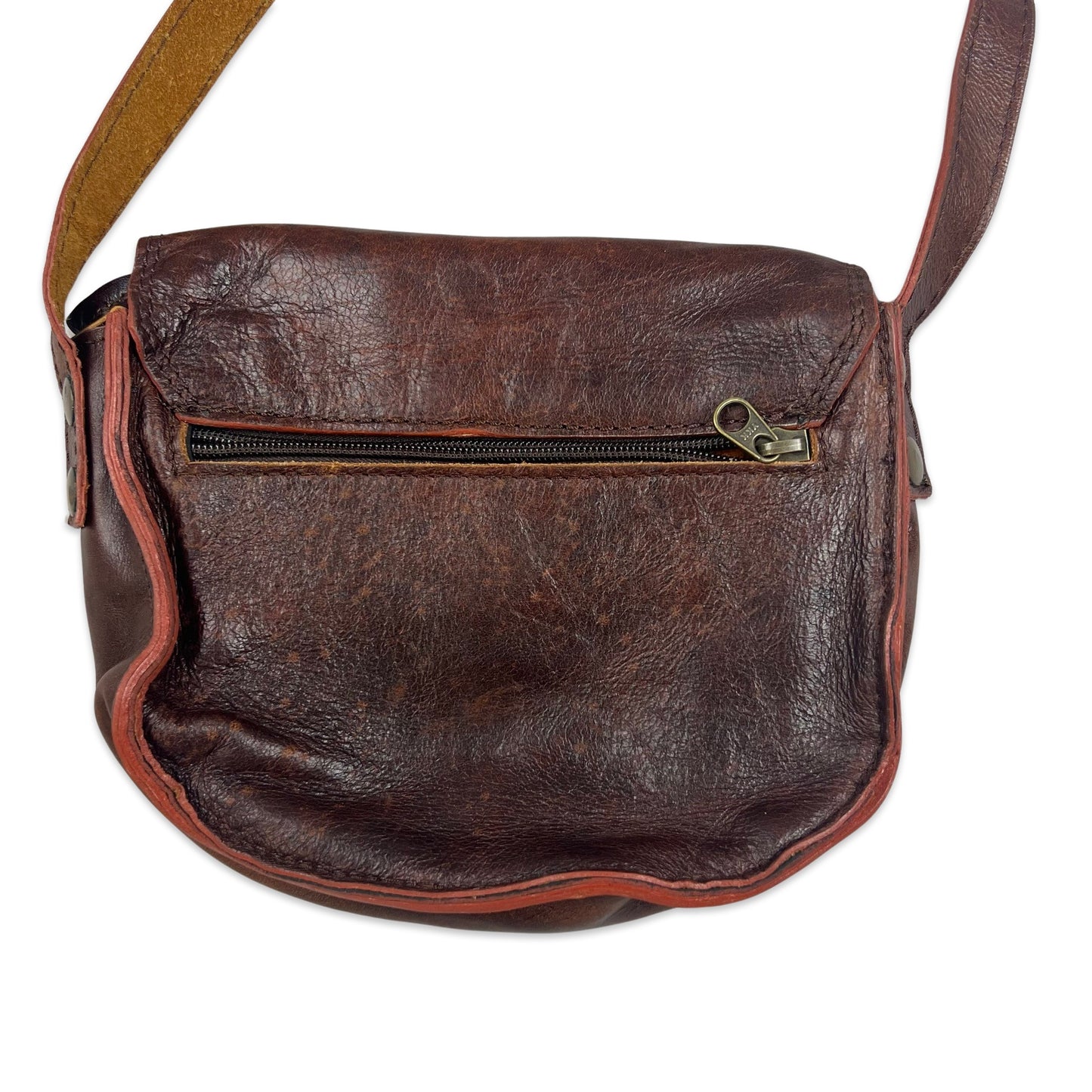 Vintage Brown Leather Saddle Handbag