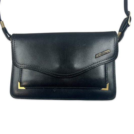 Vintage 80s Black Gold Crossbody Handbag