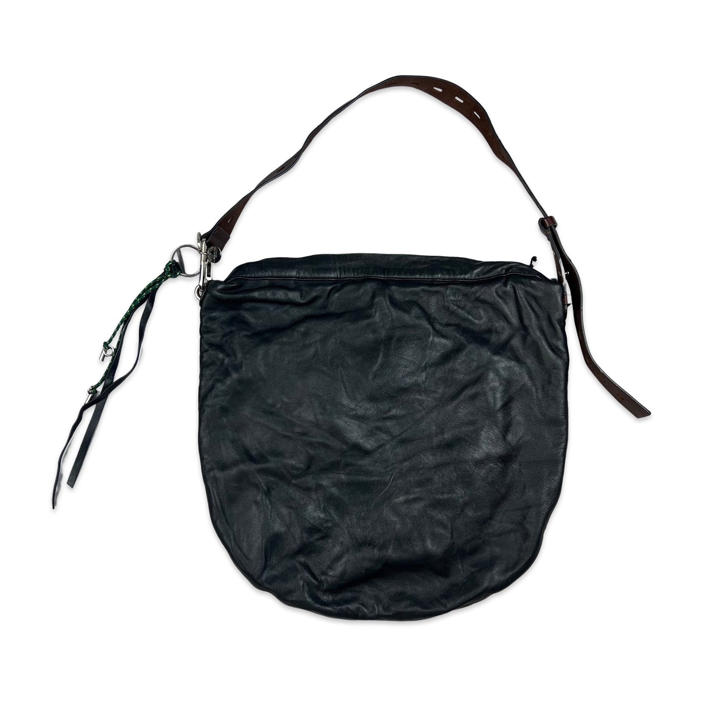 Vintage Y2K Hobo Leather Shoulder Handbag Black Brown